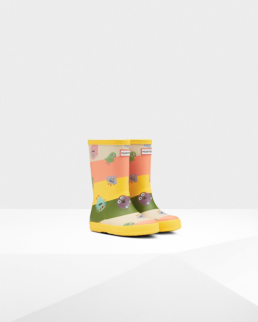 Hunter Niños Original First Classic Scribble Print - Botas de Lluvia Amarillo - 285-TDAUXR